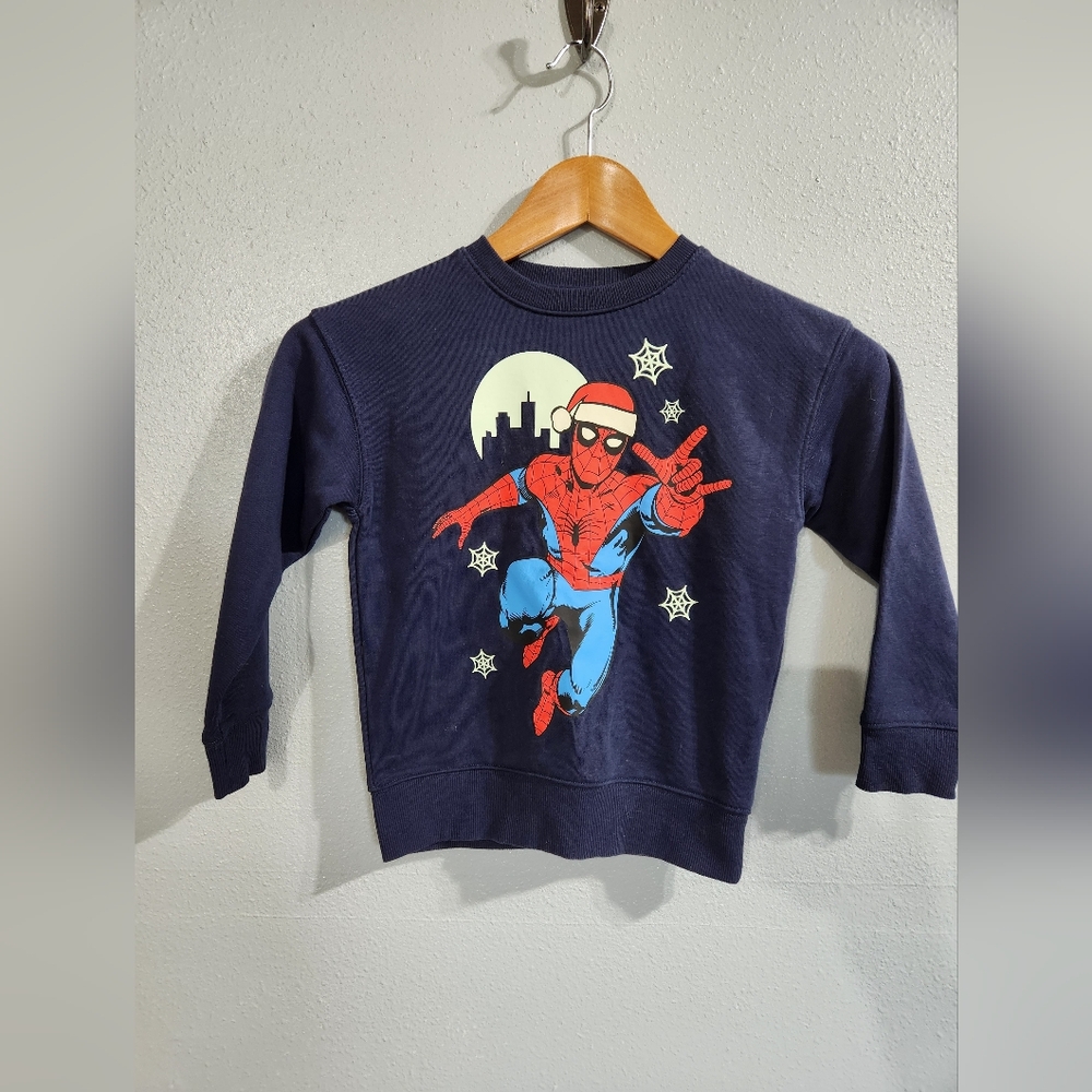 Marvel Spidernan Sweatshirt for Kids 5 Santa Christmas Pullover Navy
